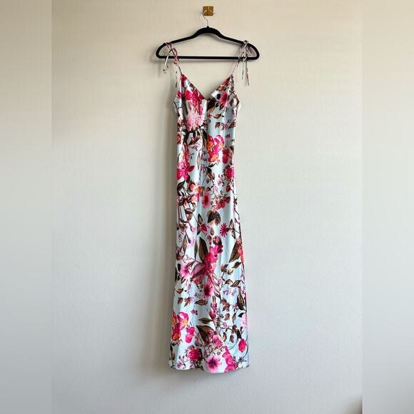 Victoria's Secret Dresses & Skirts - Y2K Victoria’s Secret Satin Floral Slip Dress Blue Pink Tropical Print Size S